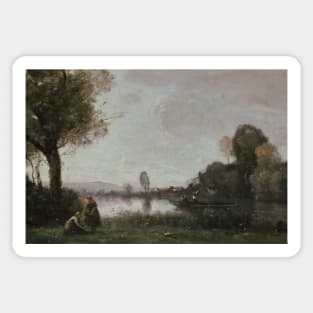 The Seine at Chatou by Jean-Baptiste Camille Corot Sticker